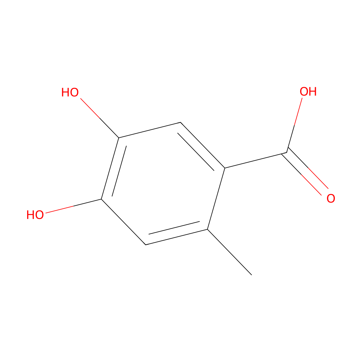 4,5-Dihydroxy-2-methylbenzoic acid molecular structure, CAS 127531-40-2