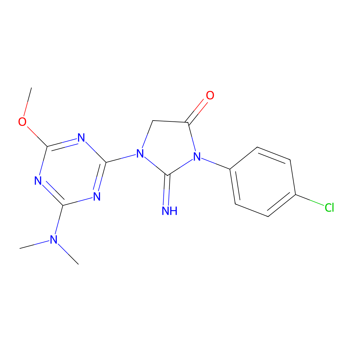 3-(4-Chlorophenyl)-1-[4-(dimethylamino)-6-methoxy-1,3,5-triazin-2-yl]-2-iminoimidazolidin-4-one molecular structure, CAS 127531-69-5