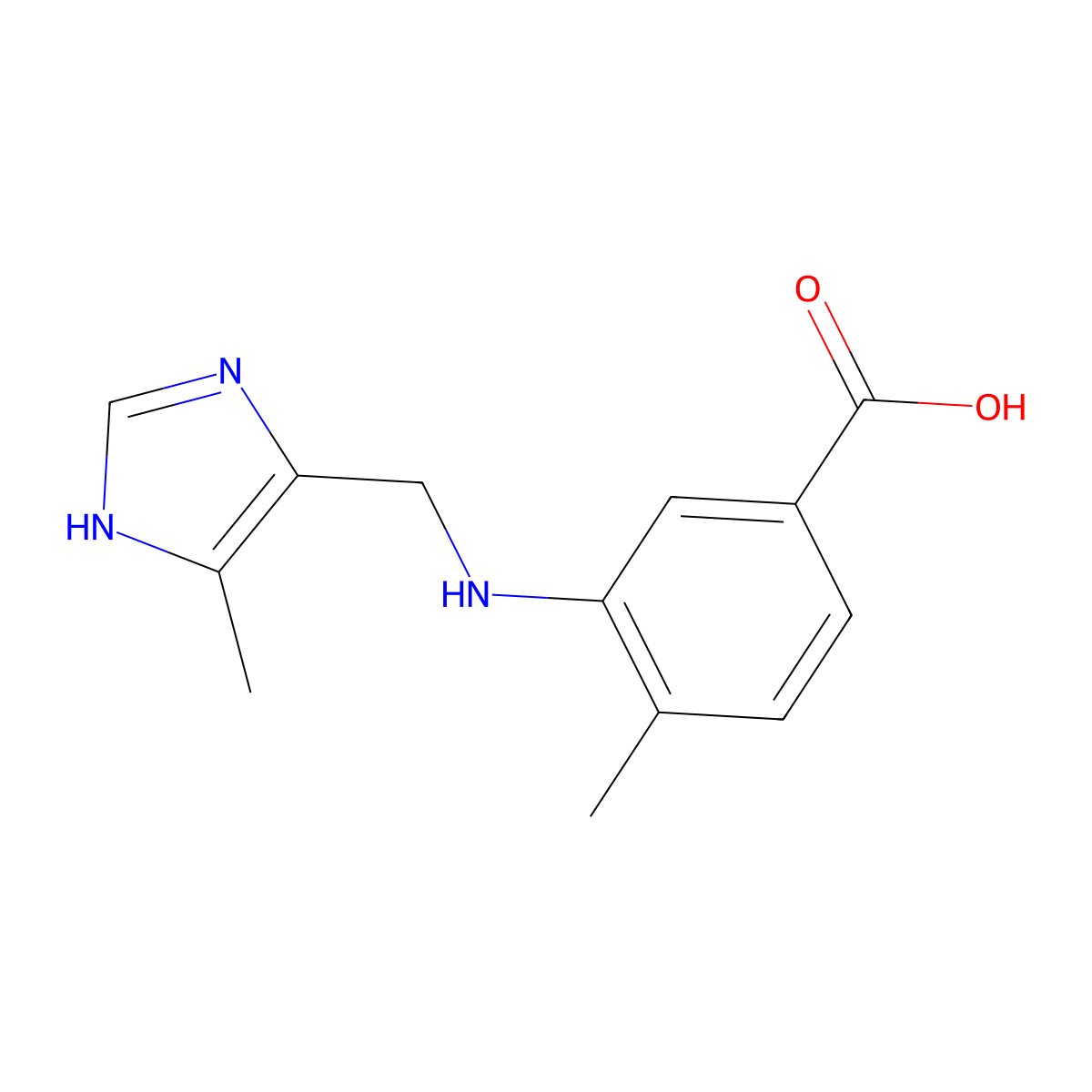 4-methyl-3-{[(5-methyl-1H-imidazol-4-yl)methyl]amino}benzoic acid molecular structure, CAS 1275311-69-7