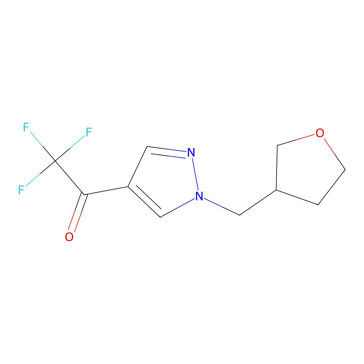 2,2,2-trifluoro-1-{1-[(oxolan-3-yl)methyl]-1H-pyrazol-4-yl}ethan-1-one molecular structure, CAS 1275320-15-4