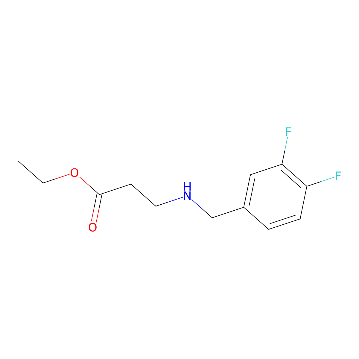 Ethyl 3-{[(3,4-difluorophenyl)methyl]amino}propanoate molecular structure, CAS 1275327-88-2