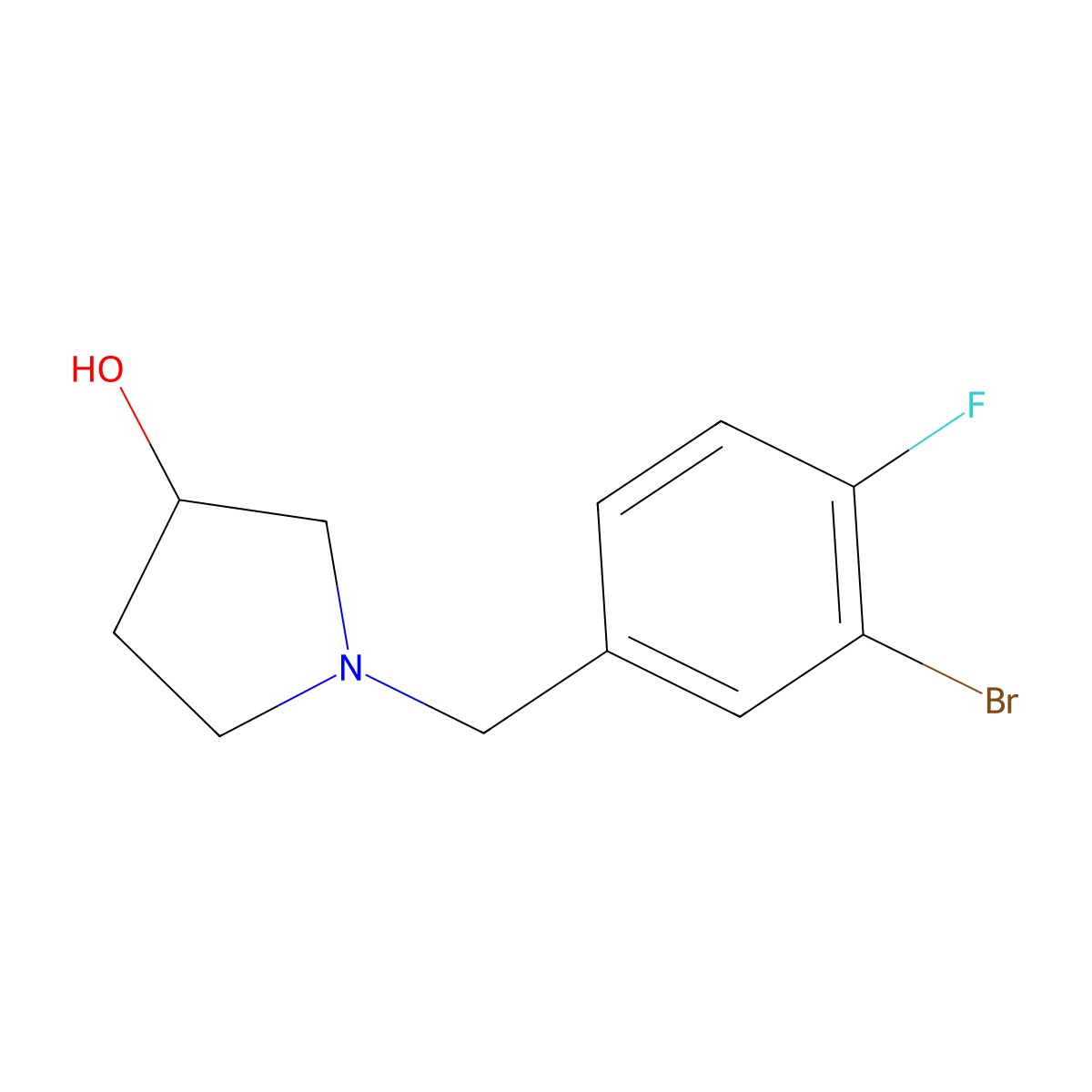 1-(3-Bromo-4-fluorobenzyl)pyrrolidin-3-ol molecular structure, CAS 1275341-15-5