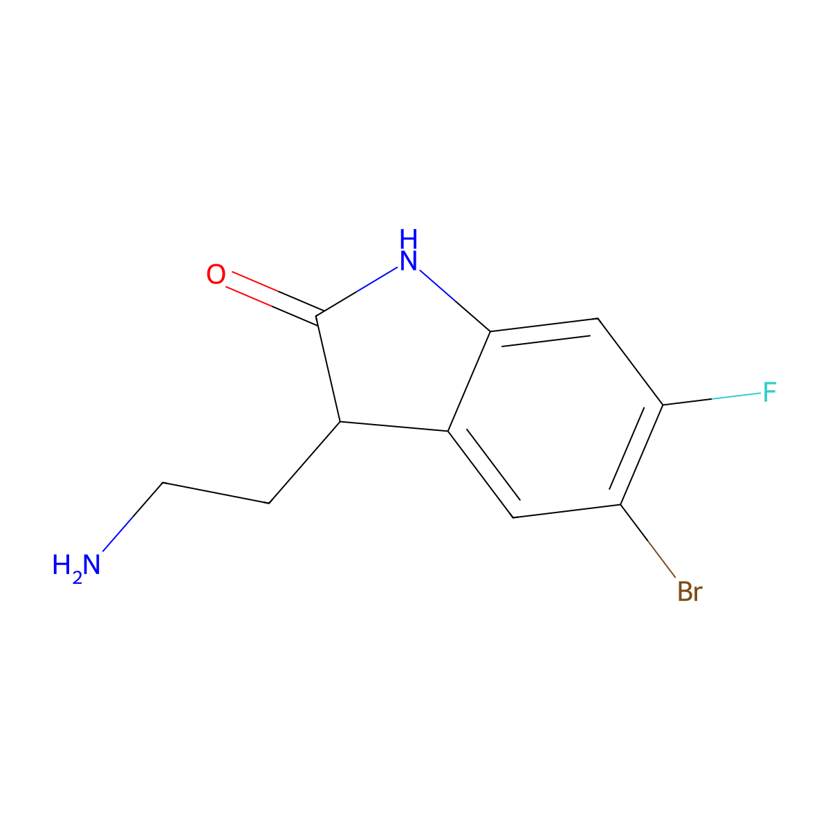 3-(2-Aminoethyl)-5-bromo-6-fluoroindolin-2-one molecular structure, CAS 1275351-43-3