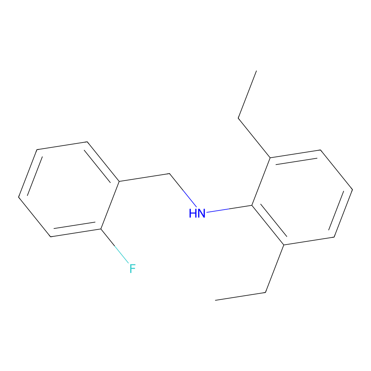 Benzenemethanamine, N-(2,6-diethylphenyl)-2-fluoro- molecular structure, CAS 1275366-40-9