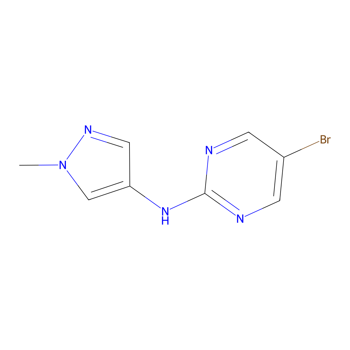 5-bromo-N-(1-methyl-1H-pyrazol-4-yl)pyrimidin-2-amine molecular structure, CAS 1275374-10-1