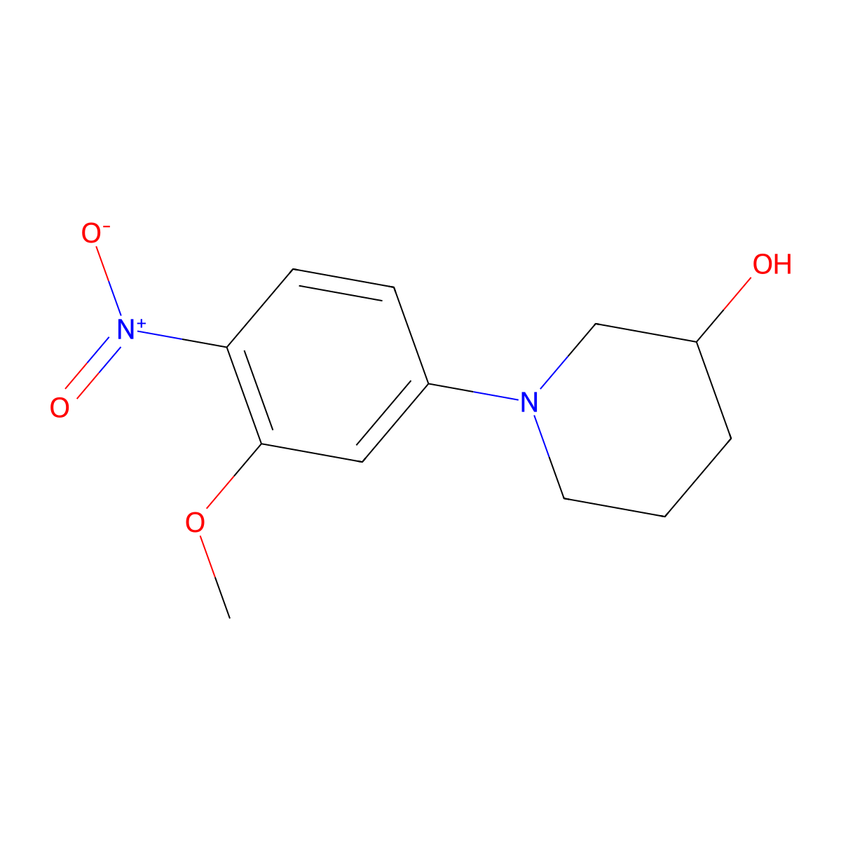 1-(3-Methoxy-4-nitrophenyl)piperidin-3-ol molecular structure, CAS 1275398-59-8