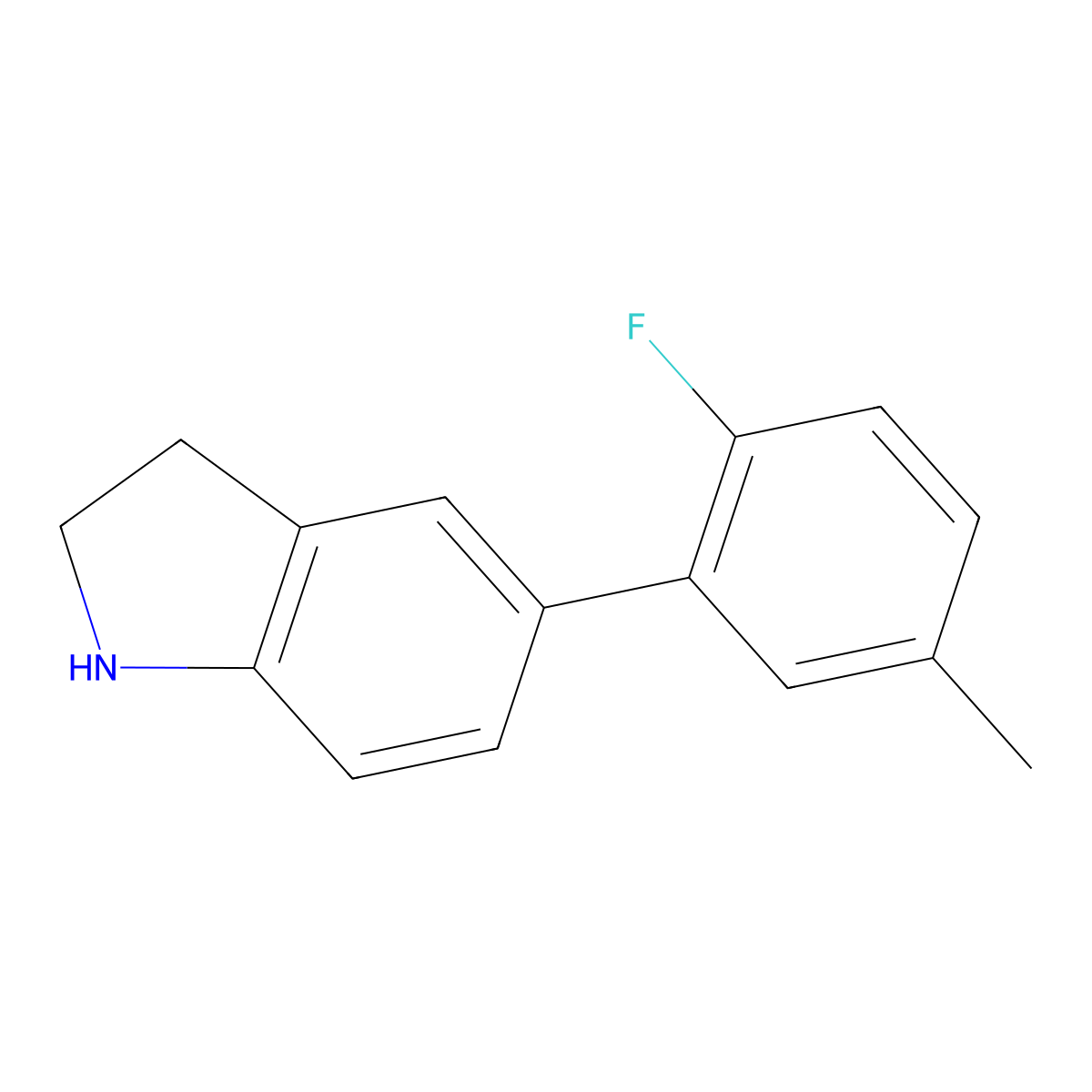 5-(2-fluoro-5-methylphenyl)-2,3-dihydro-1H-indole molecular structure, CAS 1275402-77-1