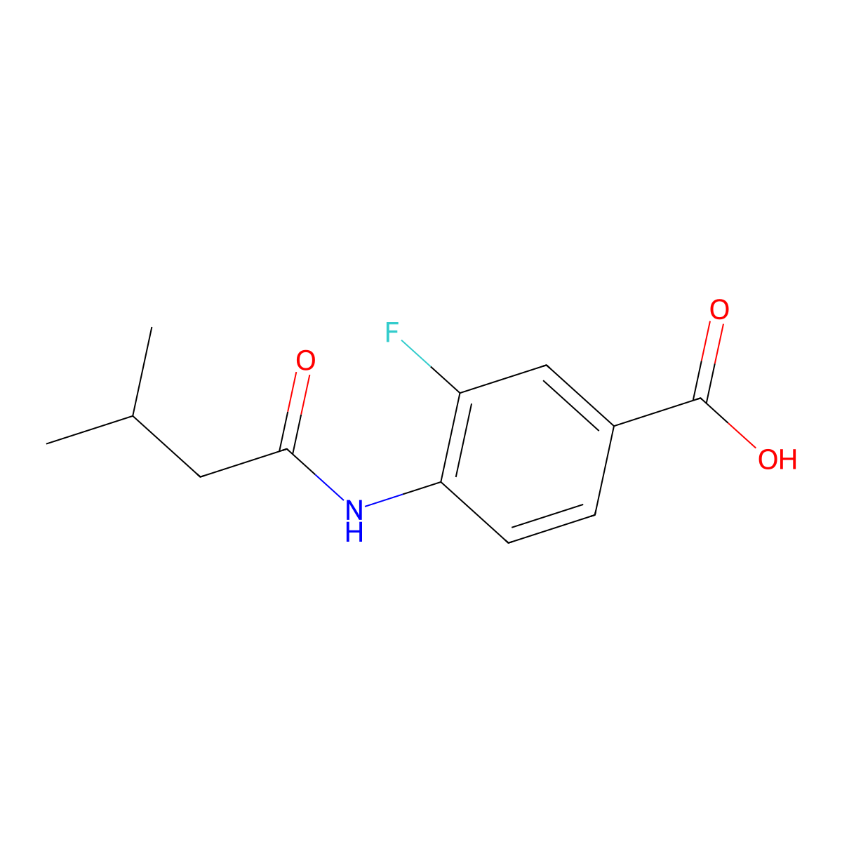 3-Fluoro-4-(3-methylbutanamido)benzoic acid molecular structure, CAS 1275433-47-0