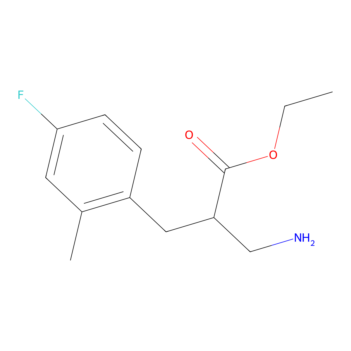 Ethyl 3-amino-2-[(4-fluoro-2-methylphenyl)methyl]propanoate molecular structure, CAS 1275456-88-6
