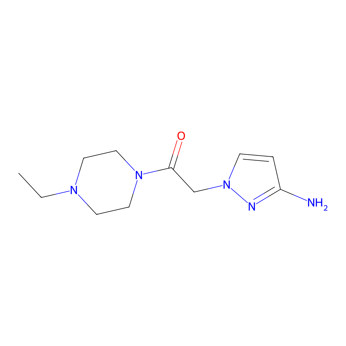 2-(3-amino-1H-pyrazol-1-yl)-1-(4-ethylpiperazin-1-yl)ethan-1-one molecular structure, CAS 1275457-60-7