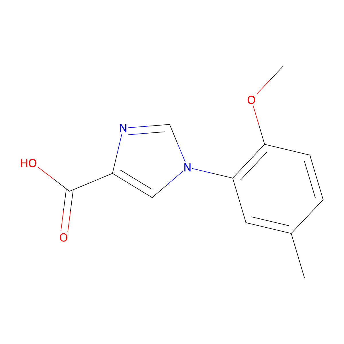 1-(2-methoxy-5-methylphenyl)-1H-imidazole-4-carboxylic acid molecular structure, CAS 1275488-43-1