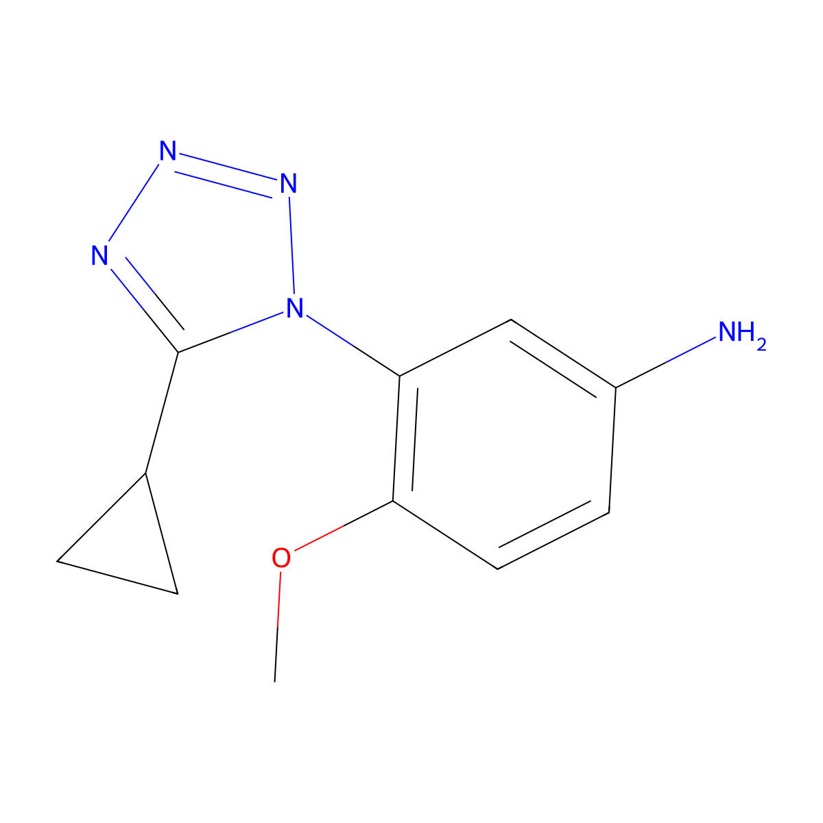 3-(5-cyclopropyl-1H-1,2,3,4-tetrazol-1-yl)-4-methoxyaniline molecular structure, CAS 1275491-84-3