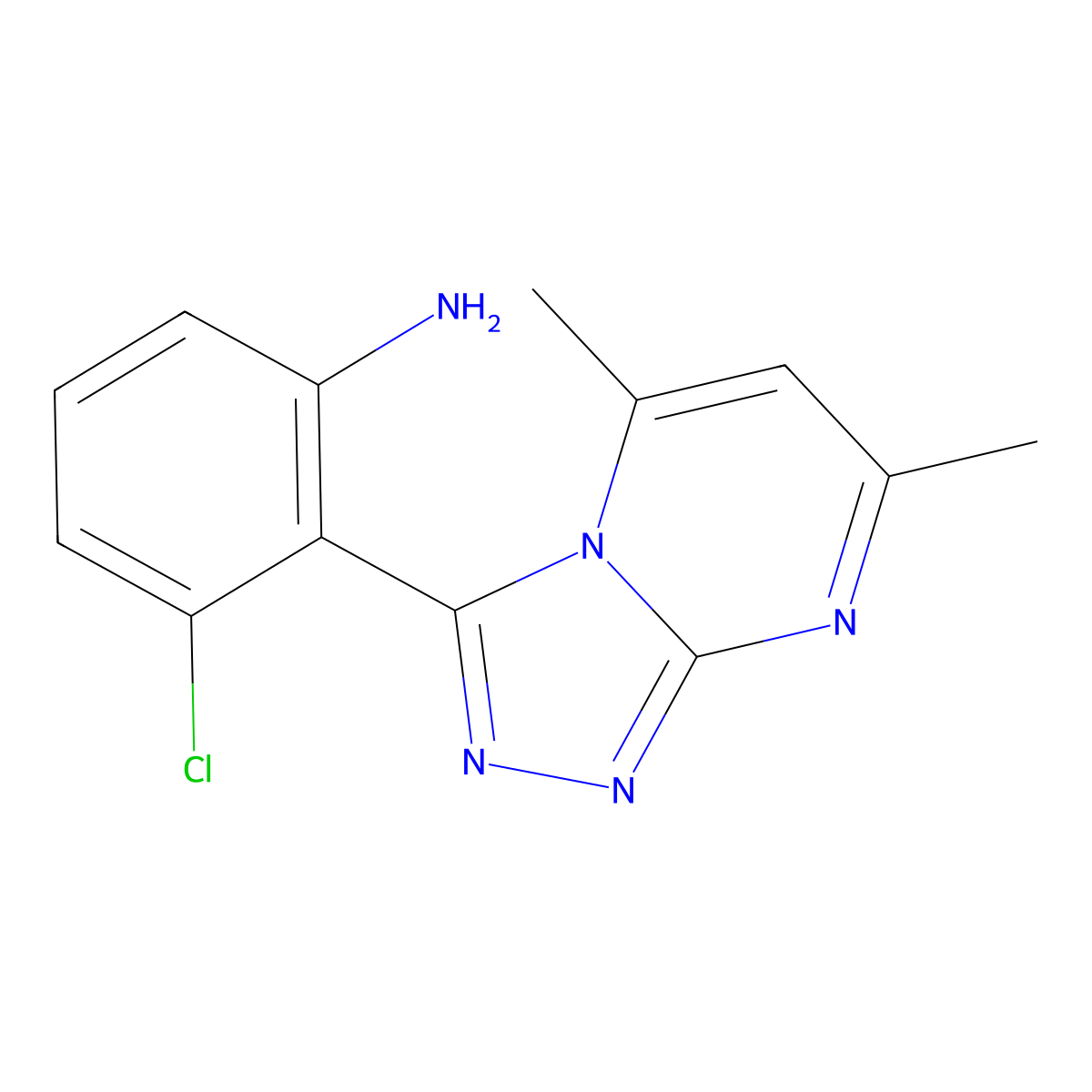 3-Chloro-2-{5,7-dimethyl-[1,2,4]triazolo[4,3-a]pyrimidin-3-yl}aniline molecular structure, CAS 1275511-75-5