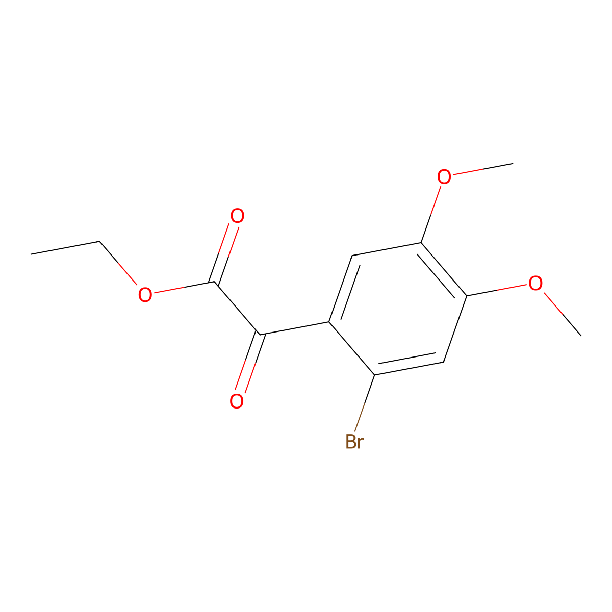 Ethyl 2-(2-bromo-4,5-dimethoxyphenyl)-2-oxoacetate molecular structure, CAS 1275526-40-3