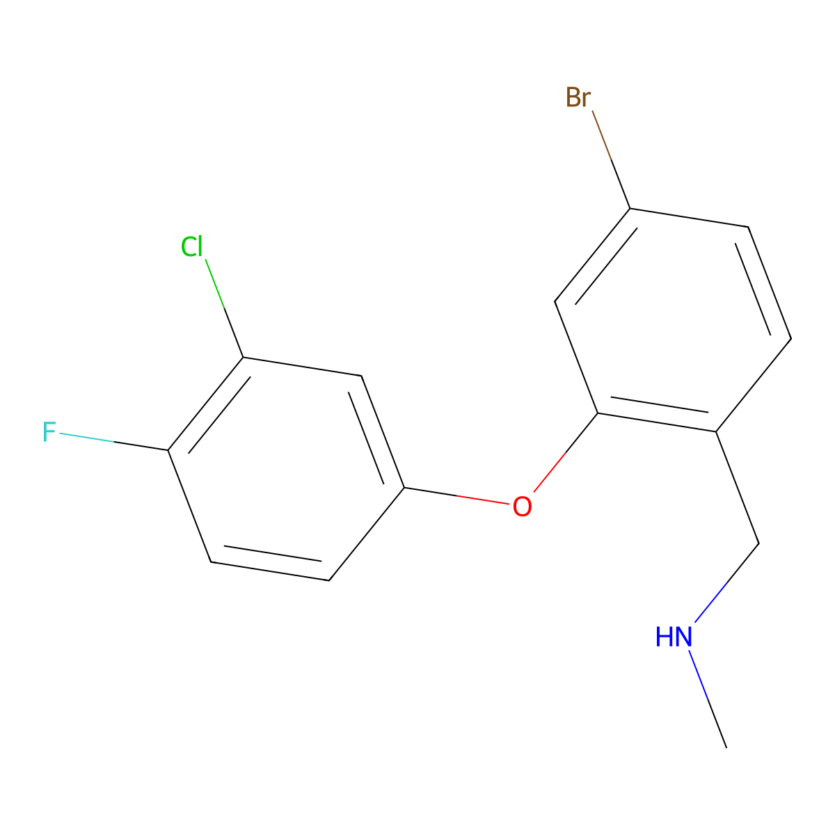 {[4-Bromo-2-(3-chloro-4-fluorophenoxy)phenyl]methyl}(methyl)amine molecular structure, CAS 1275536-49-6
