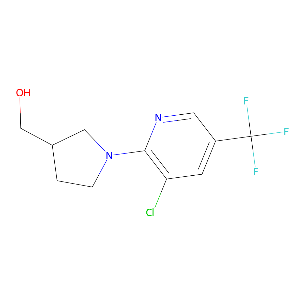 (1-(3-Chloro-5-(trifluoromethyl)pyridin-2-yl)pyrrolidin-3-yl)methanol molecular structure, CAS 1275543-23-1