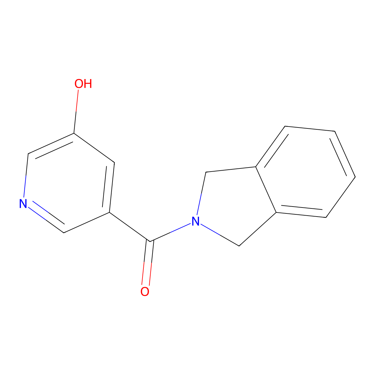 (5-Hydroxypyridin-3-yl)(isoindolin-2-yl)methanone molecular structure, CAS 1275544-51-8