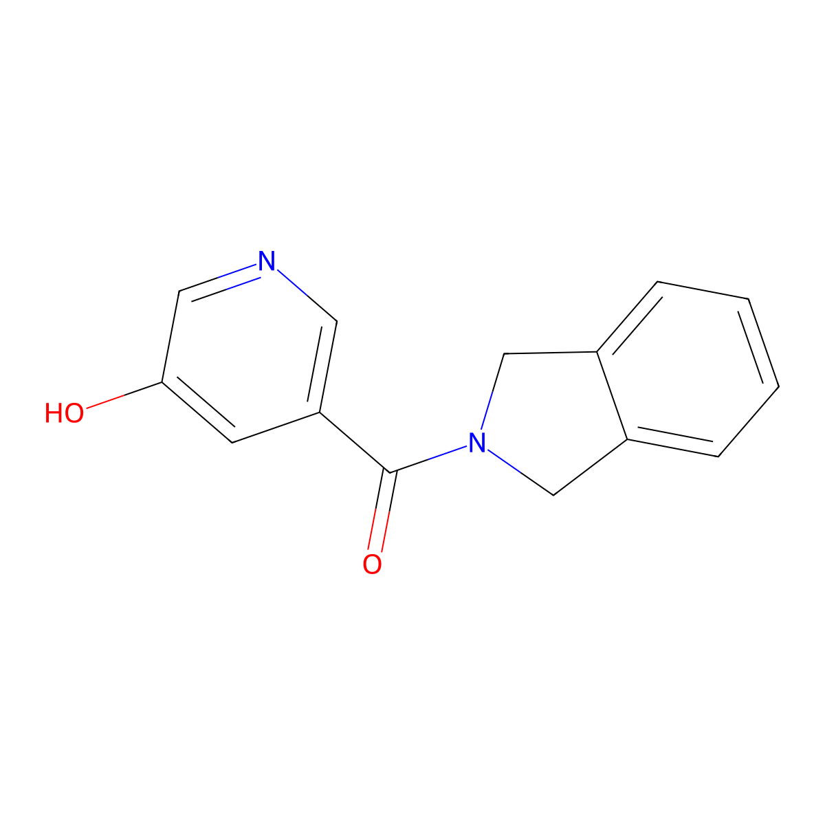 (5-Hydroxypyridin-3-yl)(isoindolin-2-yl)methanone molecular structure, CAS 1275544-51-8