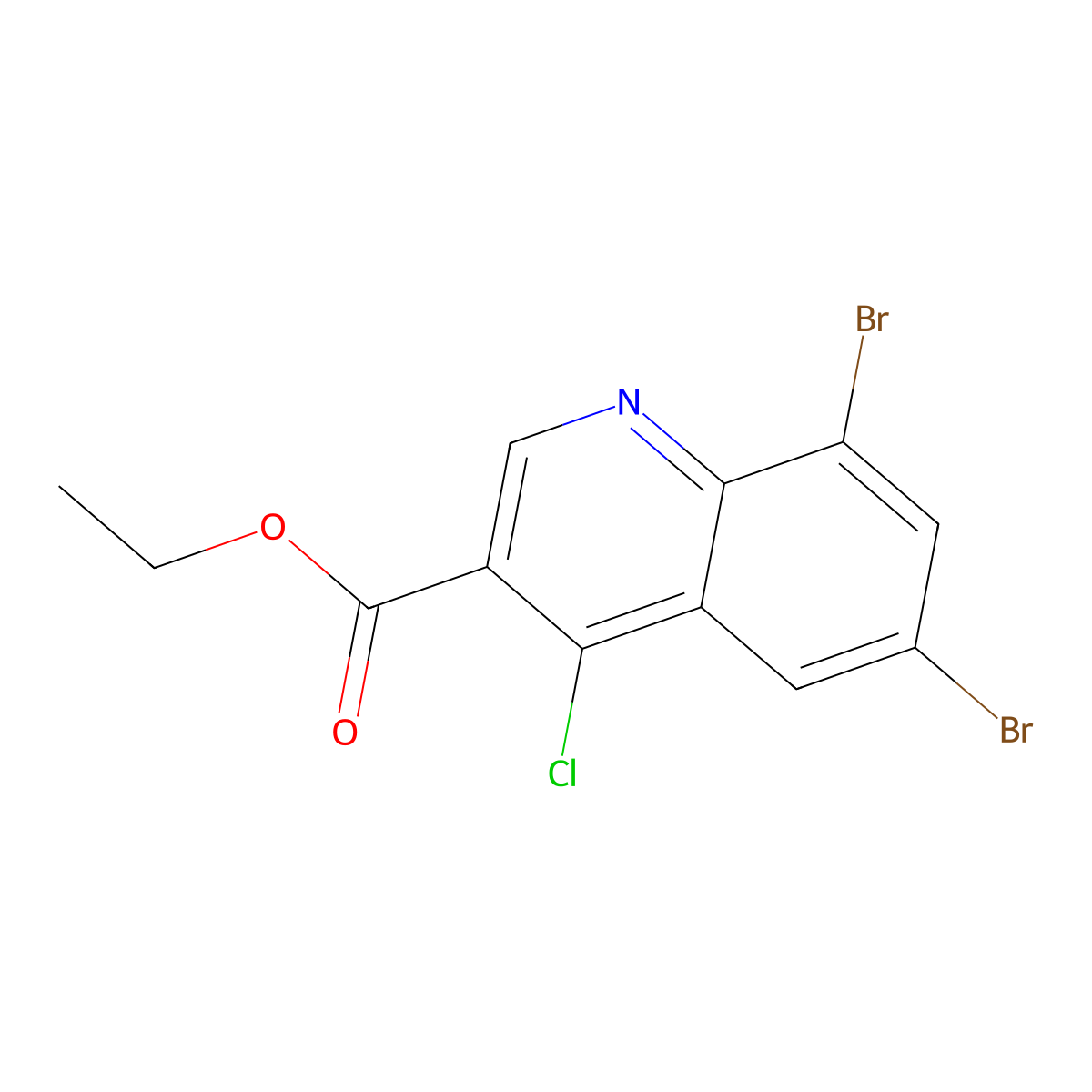 3-Quinolinecarboxylic acid, 6,8-dibromo-4-chloro-, ethyl ester molecular structure, CAS 1275545-13-5