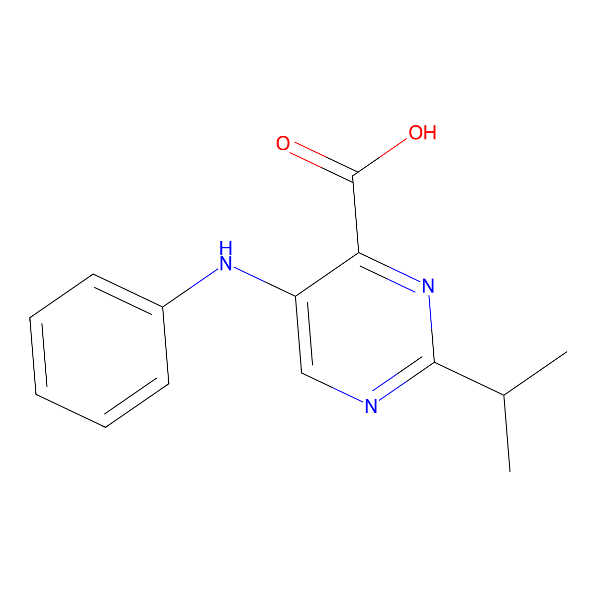 2-Isopropyl-5-(phenylamino)pyrimidine-4-carboxylic acid molecular structure, CAS 1275566-19-2