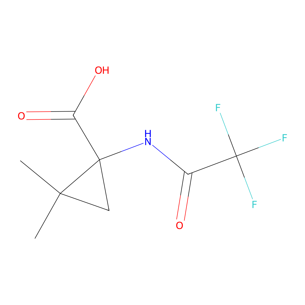 2,2-Dimethyl-1-(trifluoroacetamido)cyclopropane-1-carboxylic acid molecular structure, CAS 127558-81-0