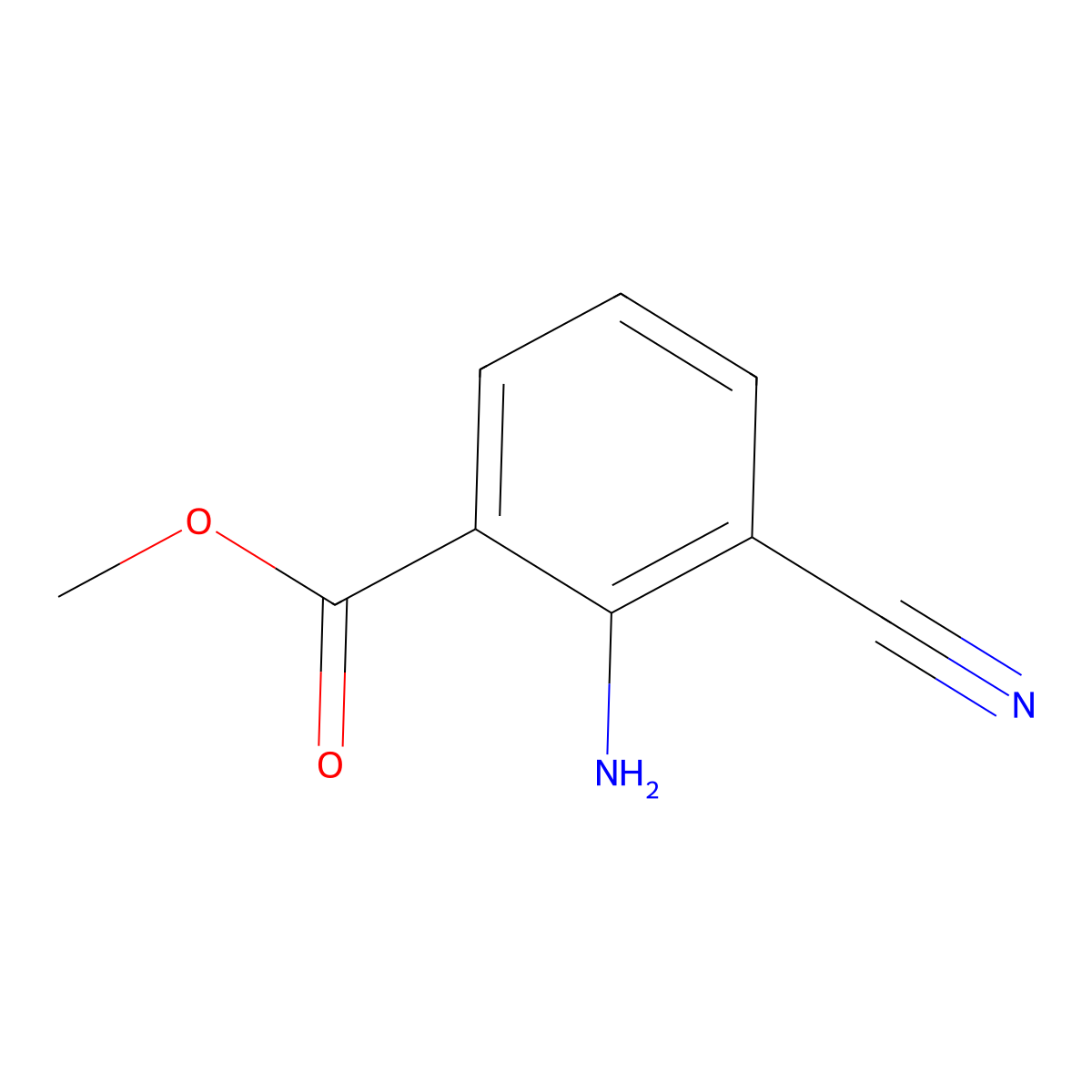 Methyl 2-amino-3-cyanobenzoate molecular structure, CAS 1275585-78-8