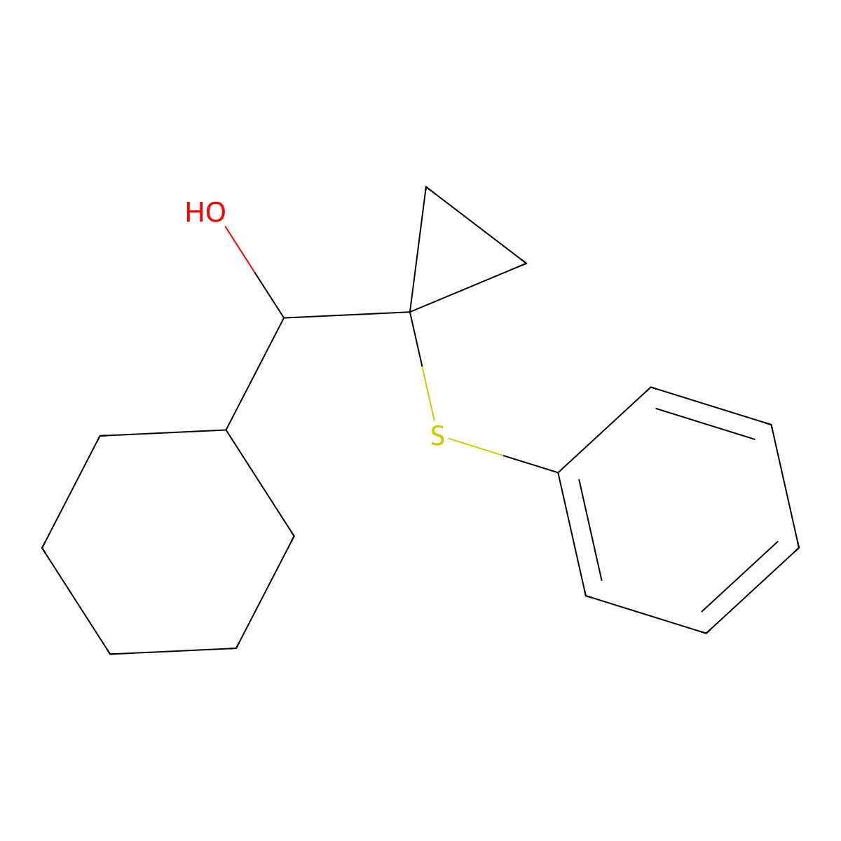 Cyclohexyl(1-(phenylthio)cyclopropyl)methanol molecular structure, CAS 127560-56-9