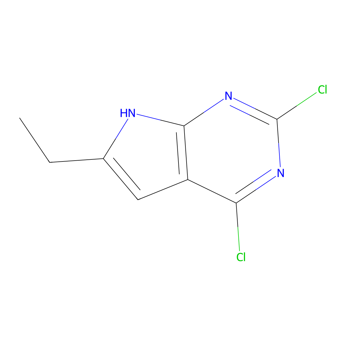 2,4-dichloro-6-ethyl-7H-pyrrolo[2,3-d]pyrimidine molecular structure, CAS 1275608-17-7