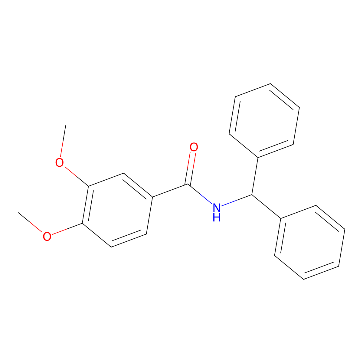 N-benzhydryl-3,4-dimethoxybenzamide molecular structure, CAS 127568-43-8