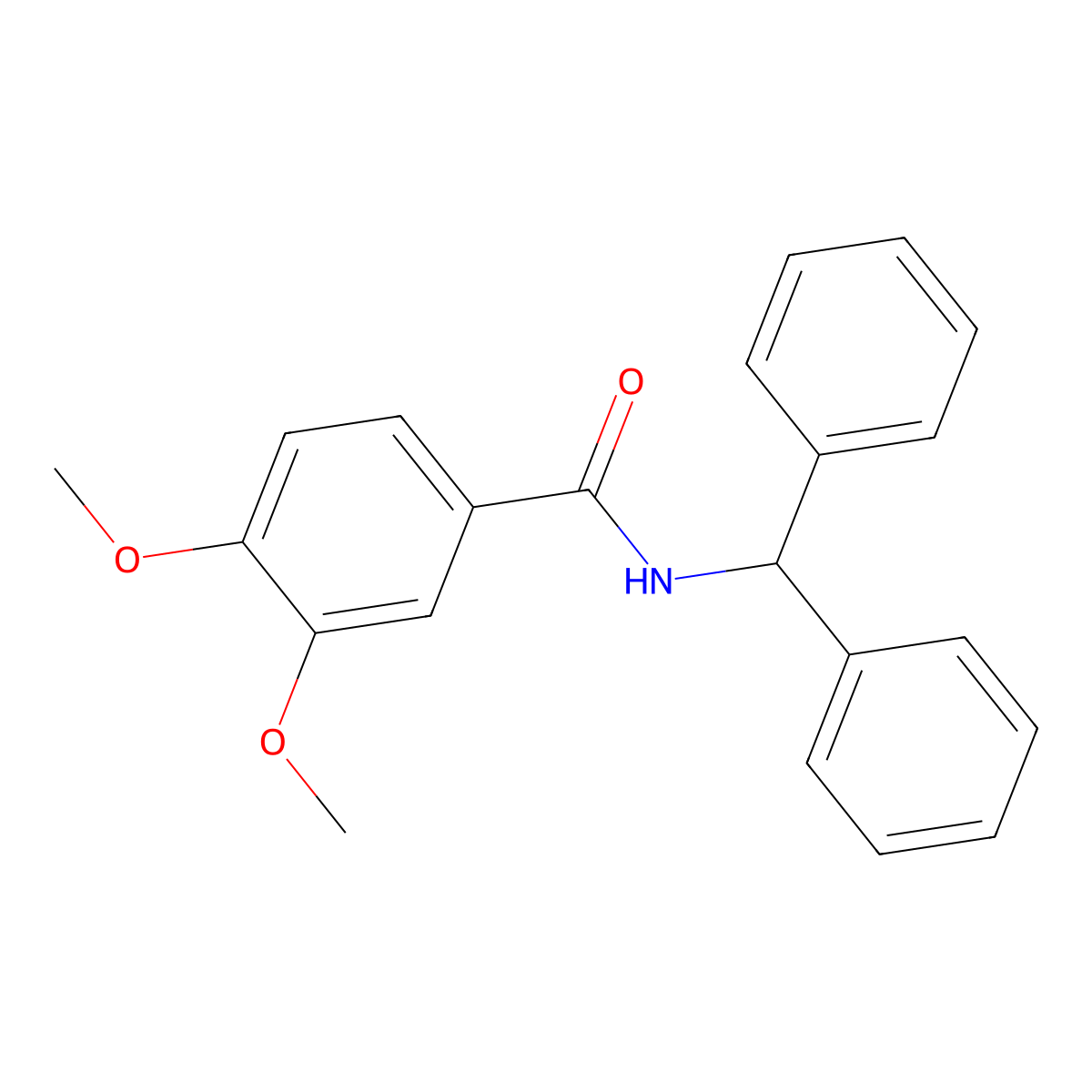 N-benzhydryl-3,4-dimethoxybenzamide molecular structure, CAS 127568-43-8