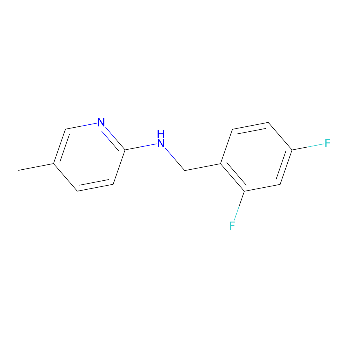N-[(2,4-difluorophenyl)methyl]-5-methylpyridin-2-amine molecular structure, CAS 1275684-44-0
