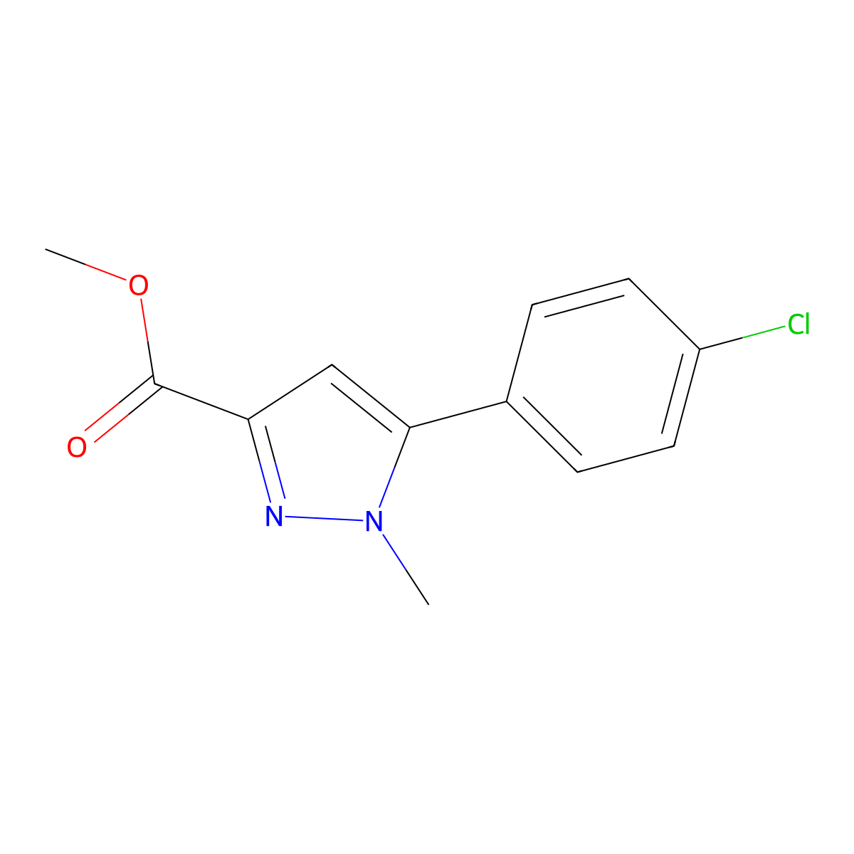 methyl 5-(4-chlorophenyl)-1-methyl-1H-pyrazole-3-carboxylate molecular structure, CAS 1275687-89-2
