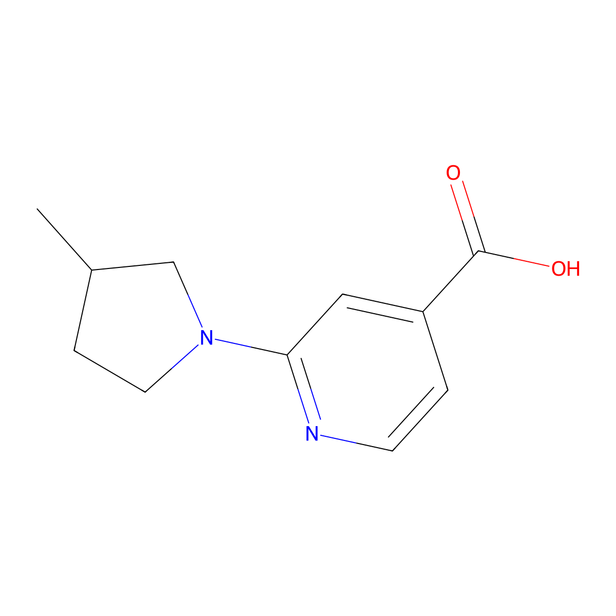 2-(3-Methylpyrrolidin-1-yl)pyridine-4-carboxylic acid molecular structure, CAS 1275694-90-0