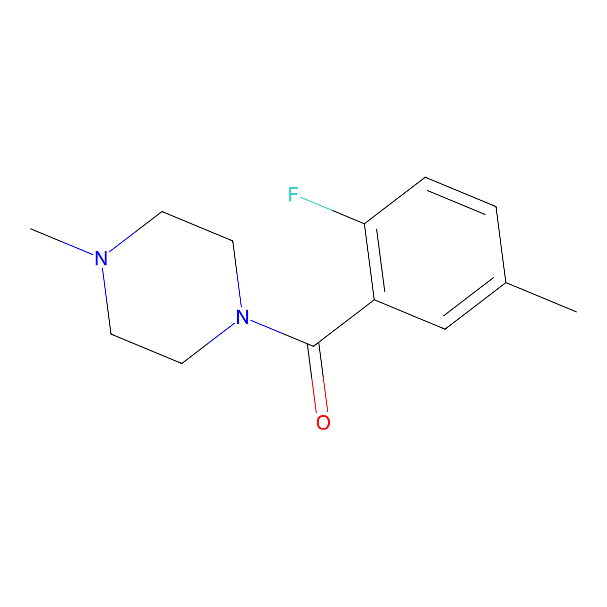 (2-Fluoro-5-methylphenyl)(4-methylpiperazin-1-yl)methanone molecular structure, CAS 1275697-10-3