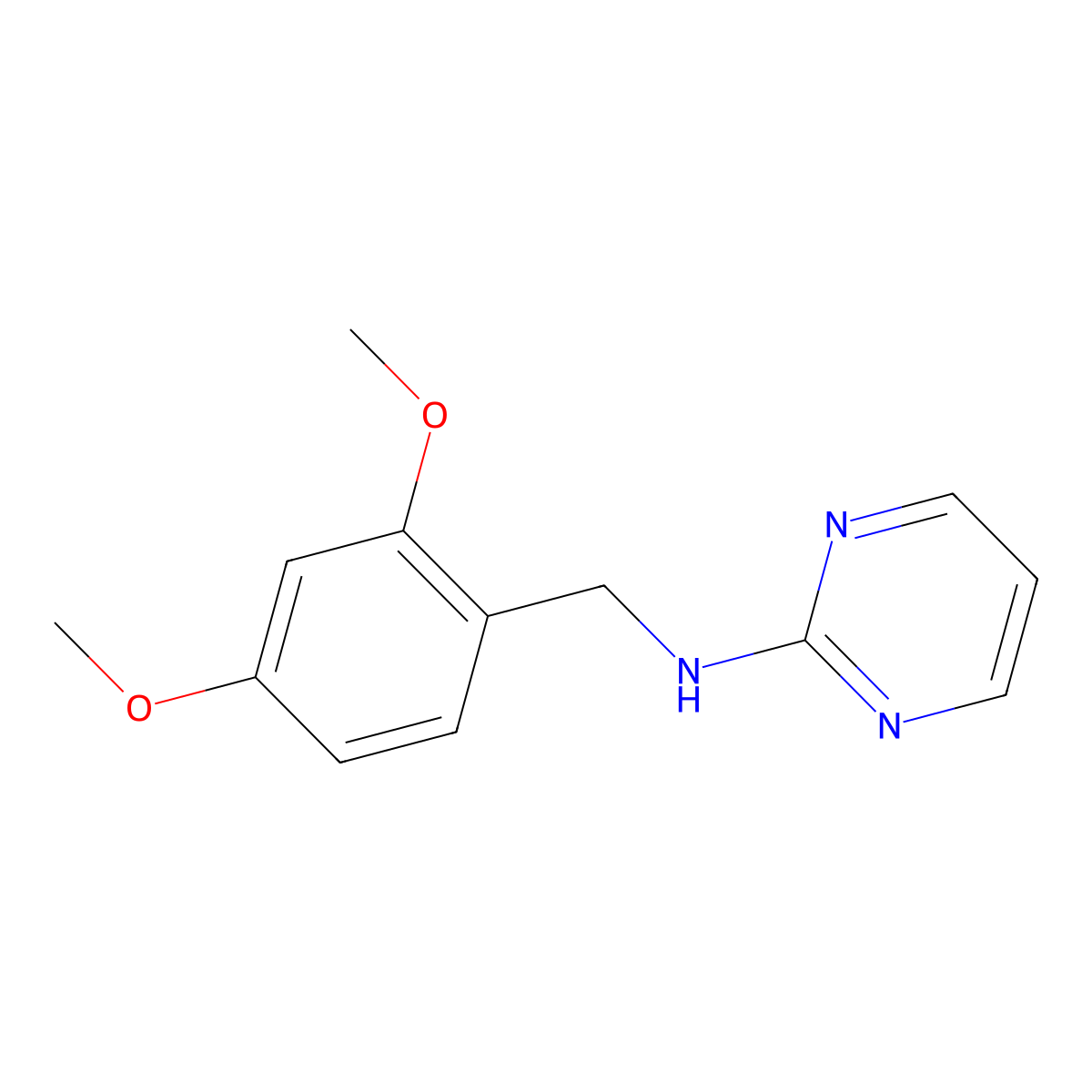 N-[(2,4-dimethoxyphenyl)methyl]pyrimidin-2-amine molecular structure, CAS 1275699-51-8