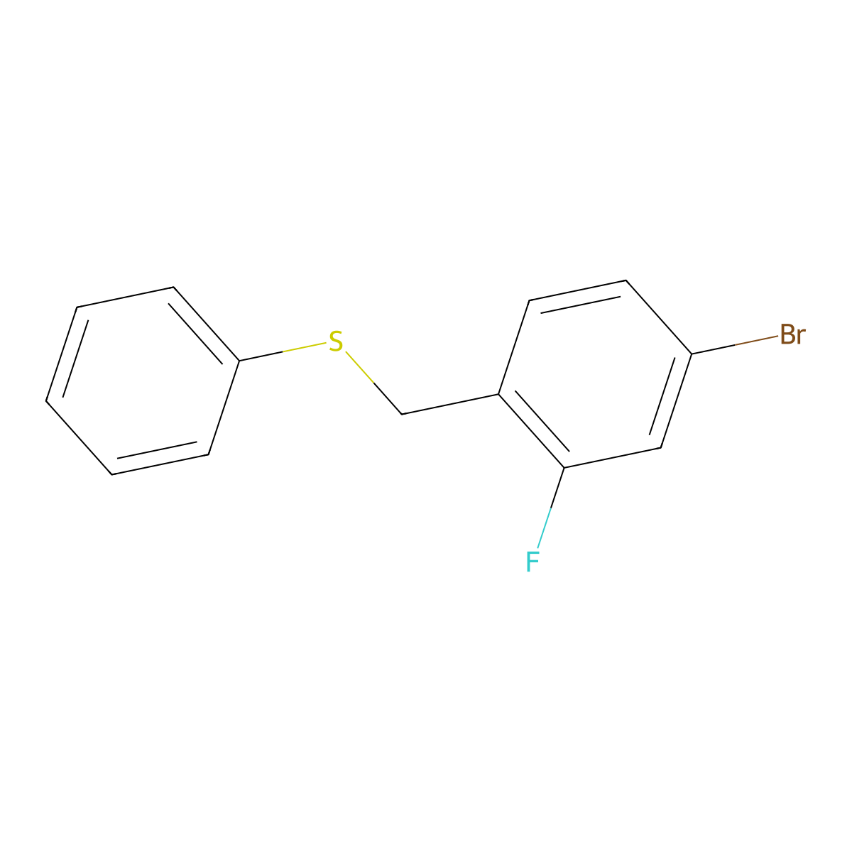 1-Bromo-3-fluoro-4-(phenylsulfanylmethyl)benzene molecular structure, CAS 1275711-30-2