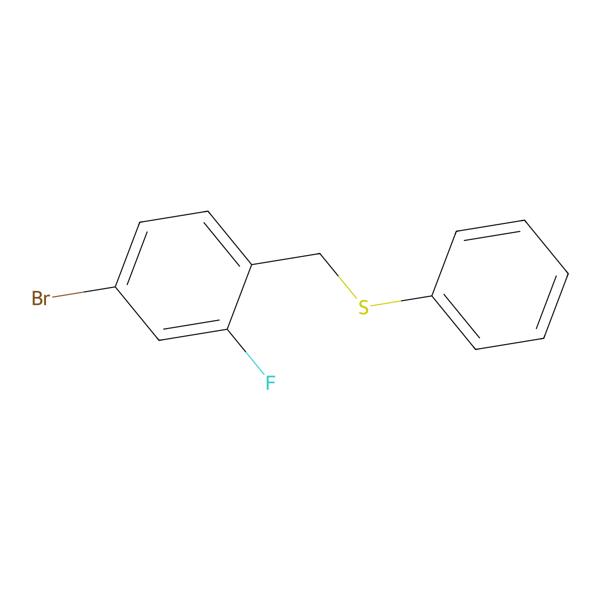 1-Bromo-3-fluoro-4-(phenylsulfanylmethyl)benzene molecular structure, CAS 1275711-30-2