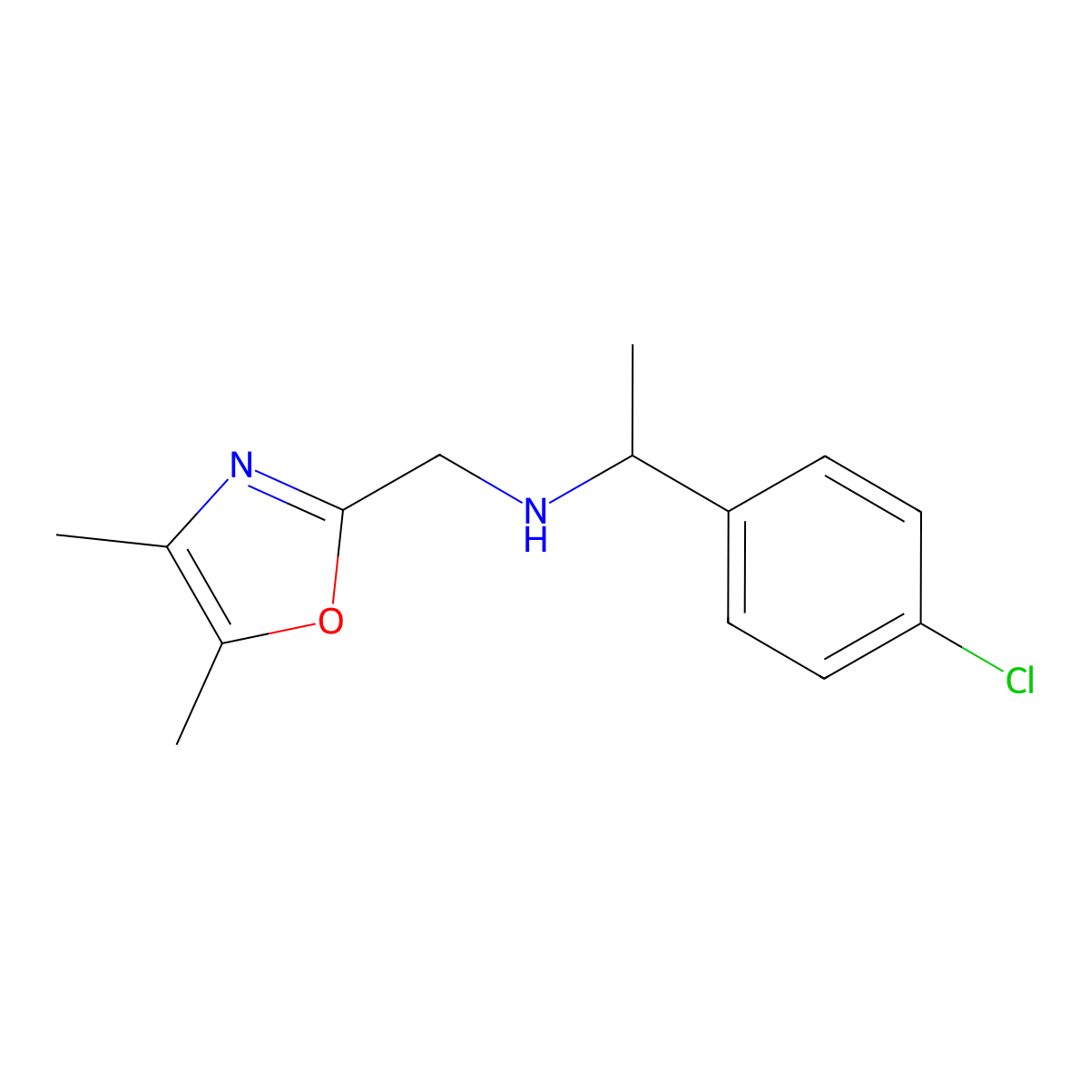 [1-(4-Chlorophenyl)ethyl][(dimethyl-1,3-oxazol-2-yl)methyl]amine molecular structure, CAS 1275714-85-6