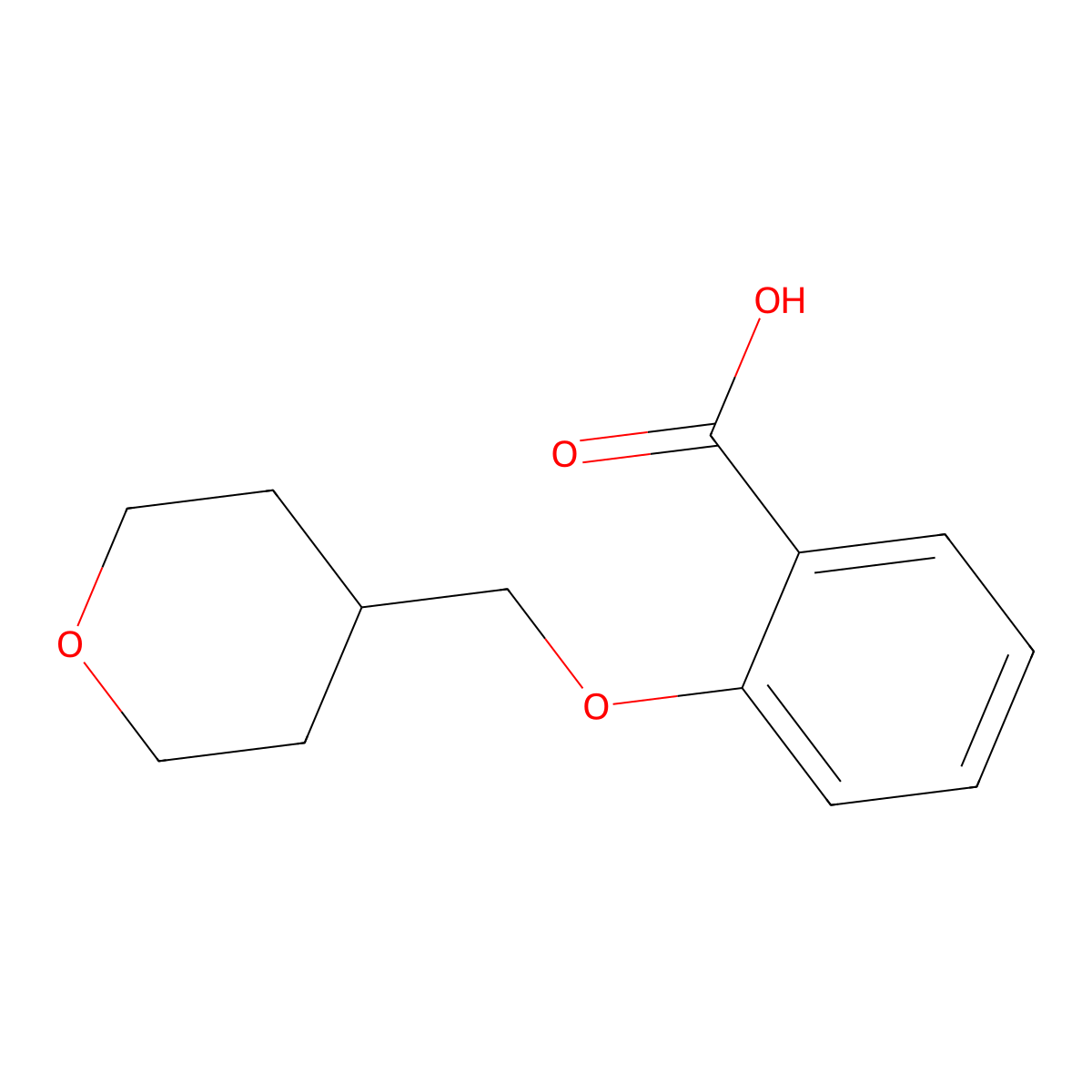 2-(Oxan-4-ylmethoxy)benzoic acid molecular structure, CAS 1275727-10-0