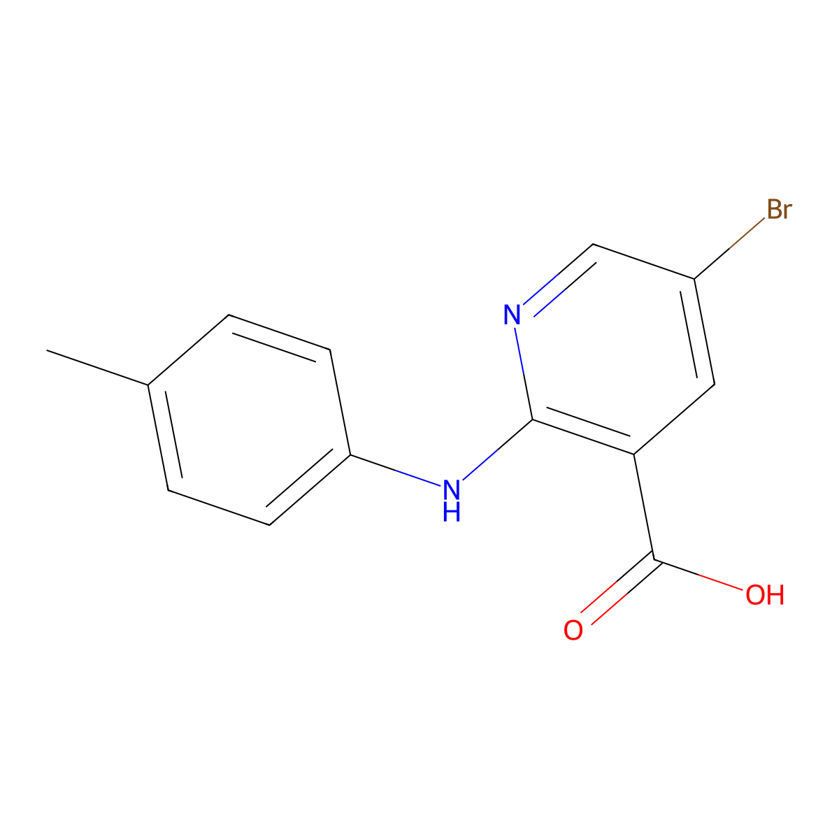 5-Bromo-2-(4-methylanilino)pyridine-3-carboxylic acid molecular structure, CAS 1275762-26-9
