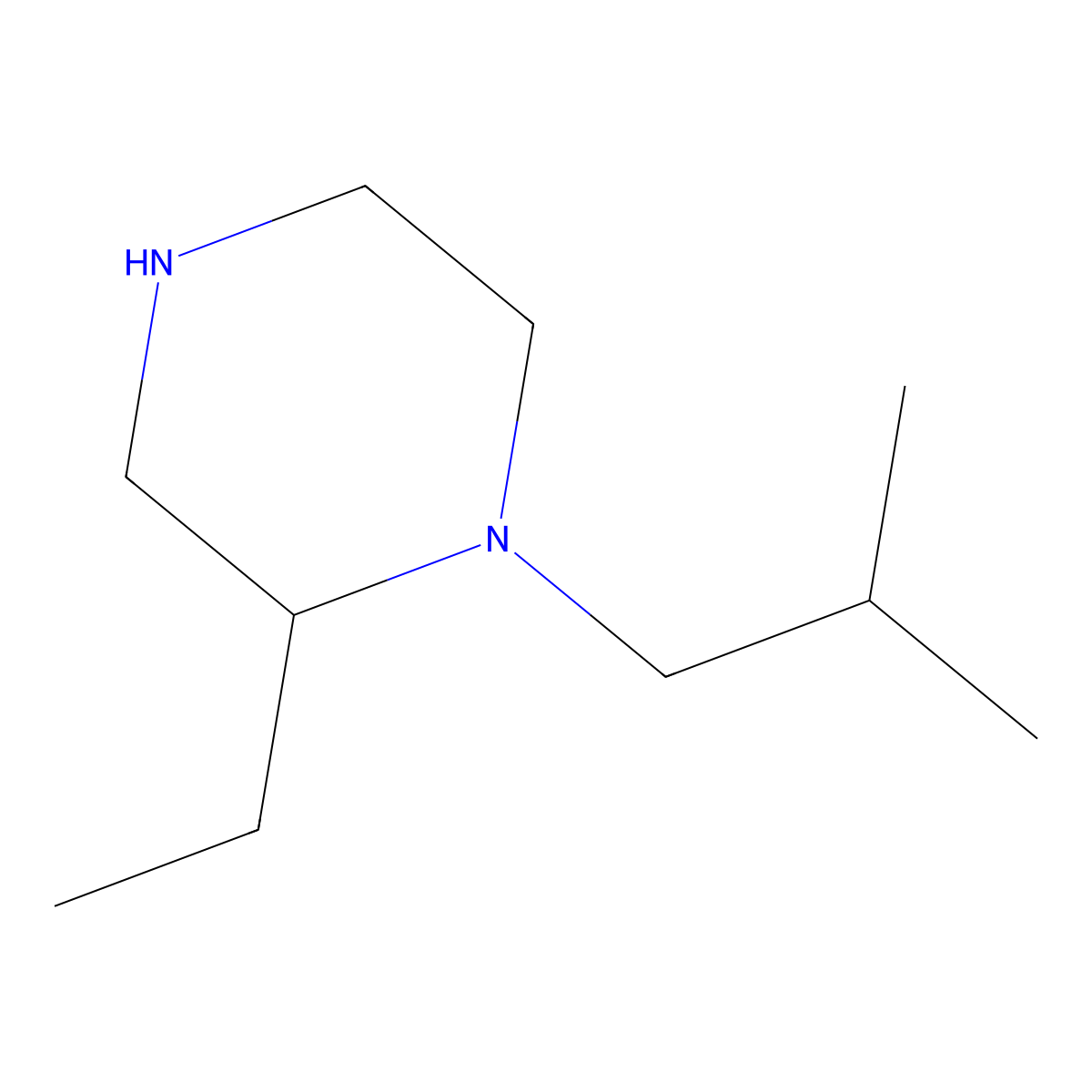 2-Ethyl-1-(2-methylpropyl)piperazine molecular structure, CAS 1275763-32-0