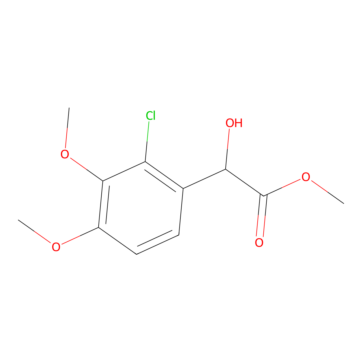 Methyl 2-(2-chloro-3,4-dimethoxyphenyl)-2-hydroxyacetate molecular structure, CAS 1275767-27-5