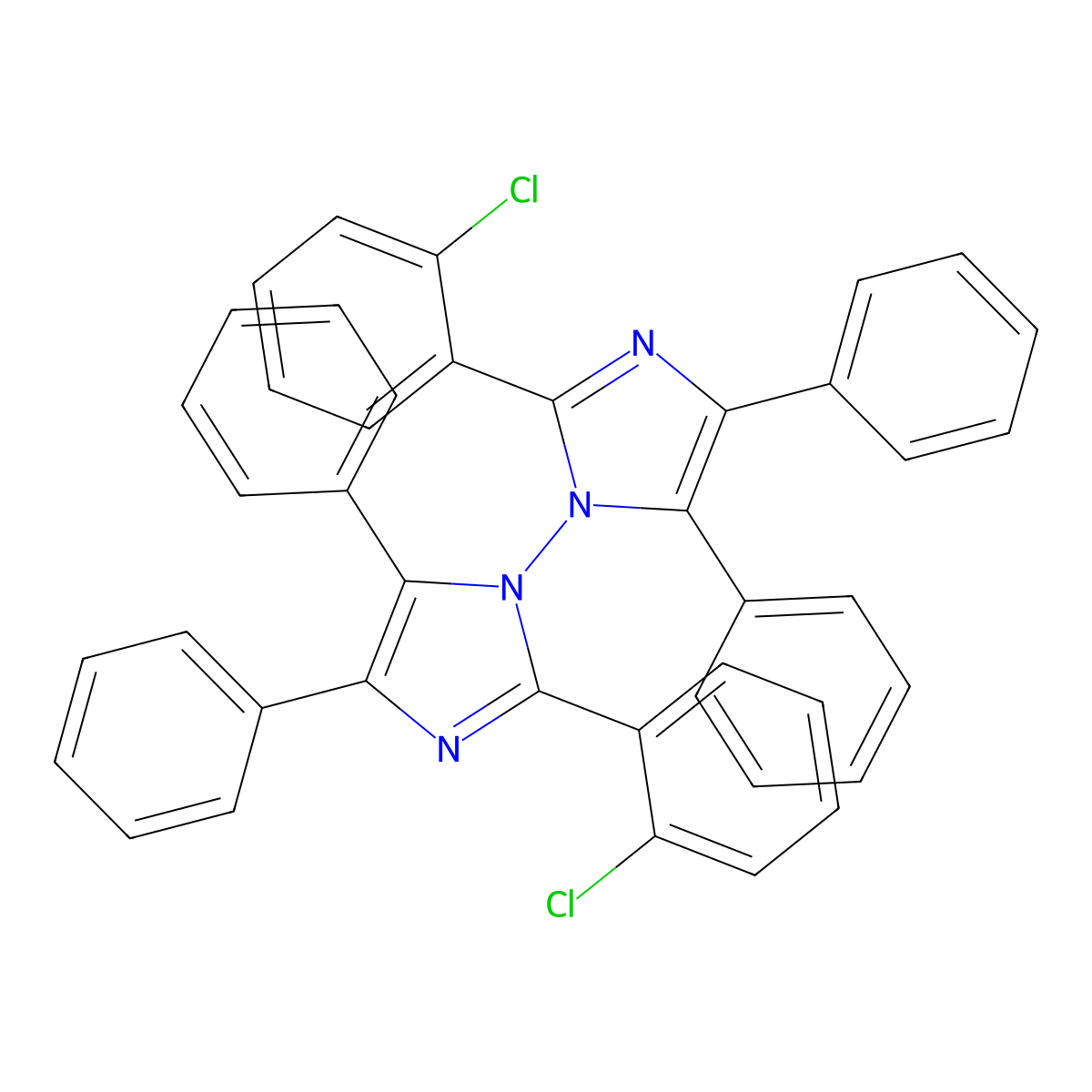 1,1'-Bi-1H-imidazole, 2,2'-bis(2-chlorophenyl)-4,4',5,5'-tetraphenyl- molecular structure, CAS 12758-88-2