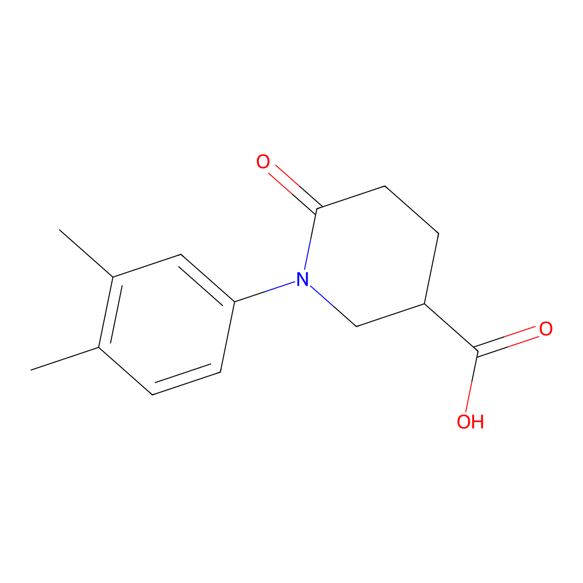1-(3,4-Dimethylphenyl)-6-oxopiperidine-3-carboxylic acid molecular structure, CAS 1275803-36-5