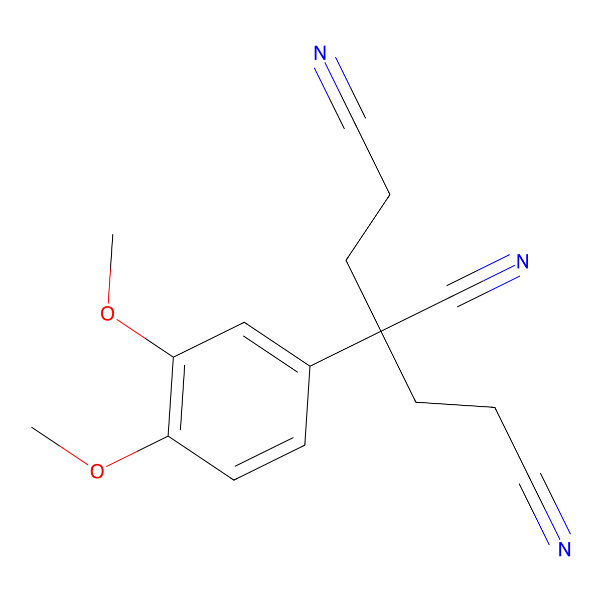 3-(3,4-Dimethoxyphenyl)pentane-1,3,5-tricarbonitrile molecular structure, CAS 127581-20-8