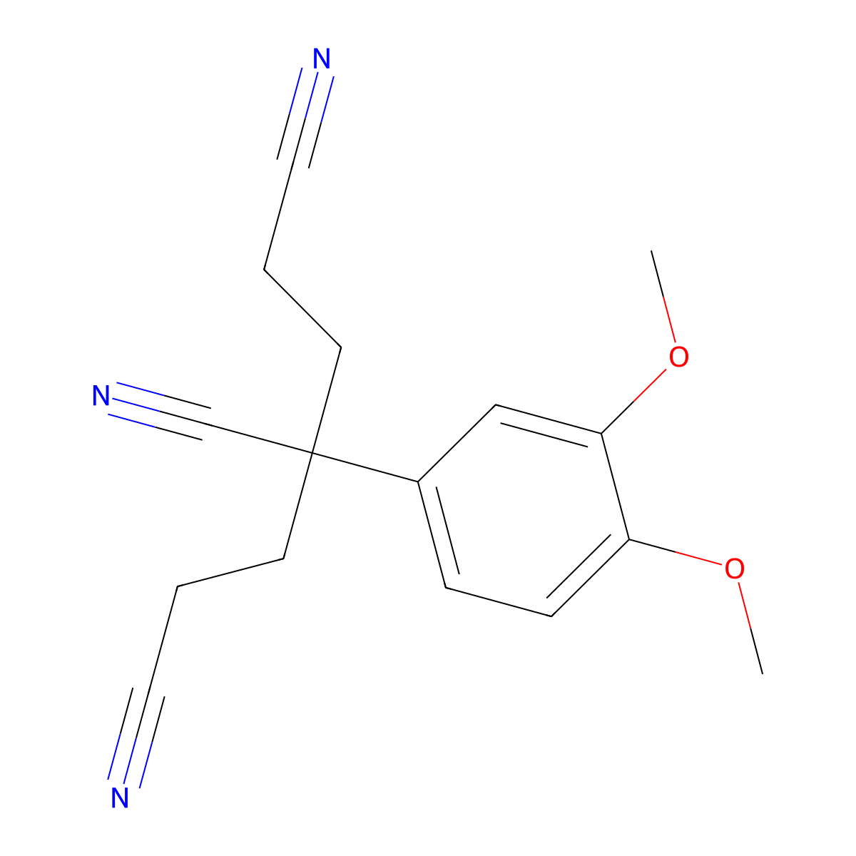 3-(3,4-Dimethoxyphenyl)pentane-1,3,5-tricarbonitrile molecular structure, CAS 127581-20-8
