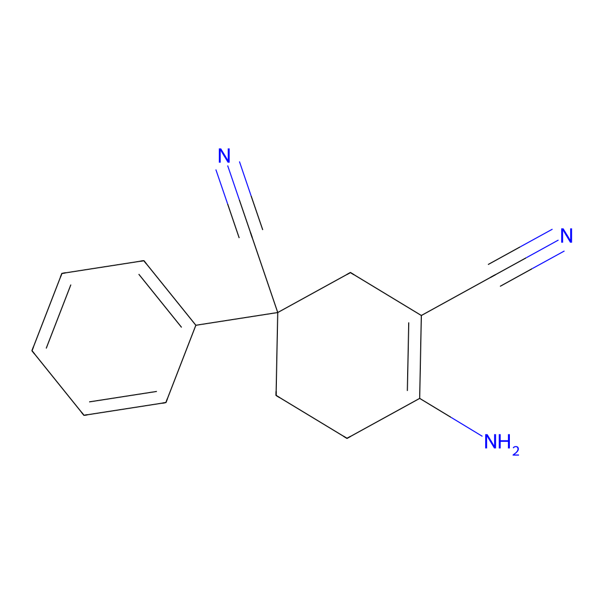 4-Amino-1-phenyl-3-cyclohexene-1,3-dicarbonitrile molecular structure, CAS 127581-23-1