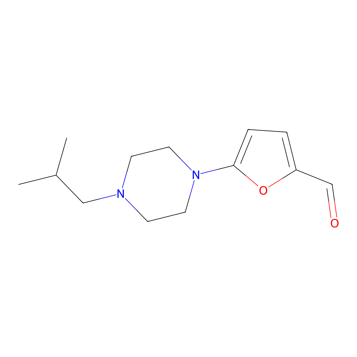 5-(4-Isobutylpiperazin-1-yl)furan-2-carbaldehyde molecular structure, CAS 1275817-37-2