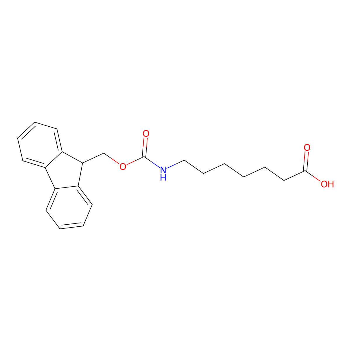 7-((((9H-Fluoren-9-yl)methoxy)carbonyl)amino)heptanoic acid molecular structure, CAS 127582-76-7