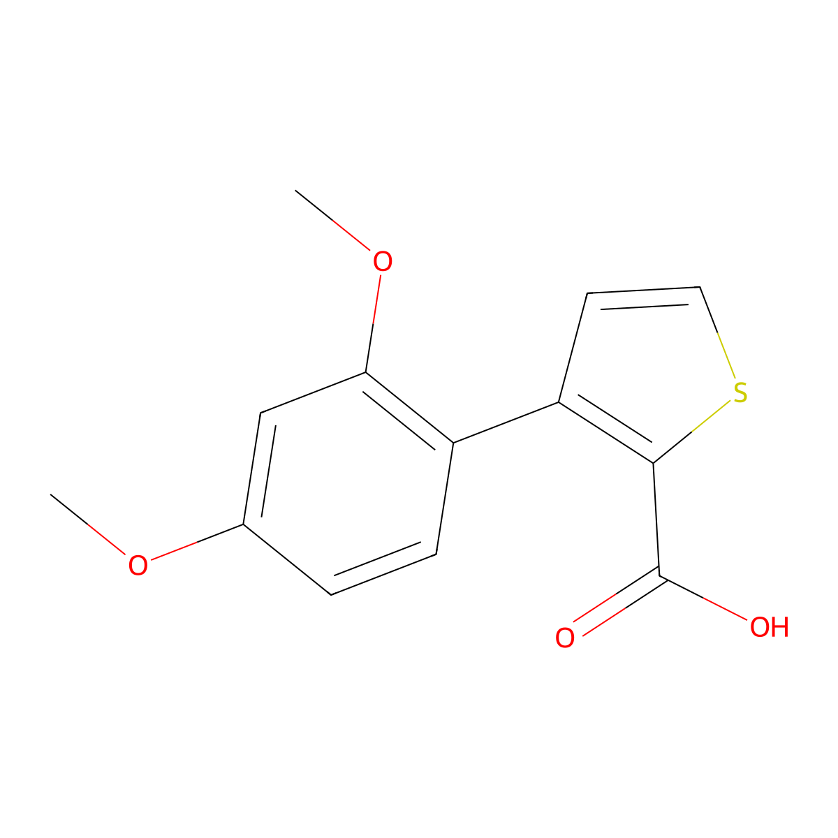 3-(2,4-Dimethoxyphenyl)thiophene-2-carboxylic acid molecular structure, CAS 1275820-90-0